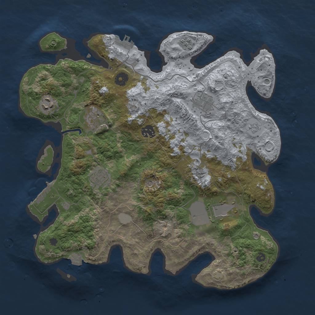 Rust Map: Procedural Map, Size: 3500, Seed: 784935184, 16 Monuments