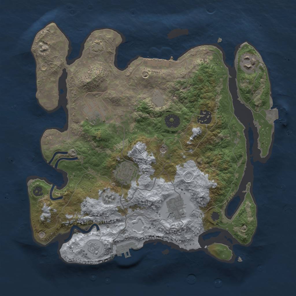 Rust Map: Procedural Map, Size: 3000, Seed: 651949894, 13 Monuments