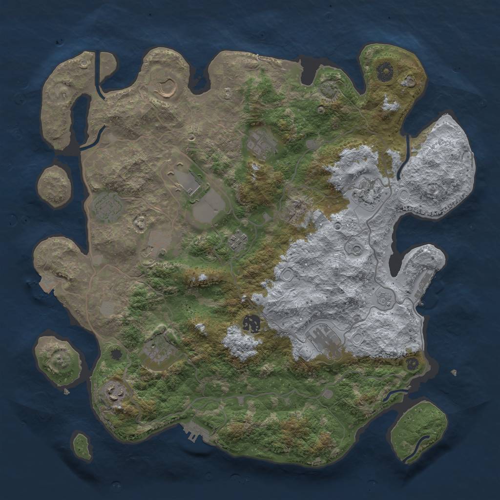 Rust Map: Procedural Map, Size: 4000, Seed: 2104287656, 19 Monuments