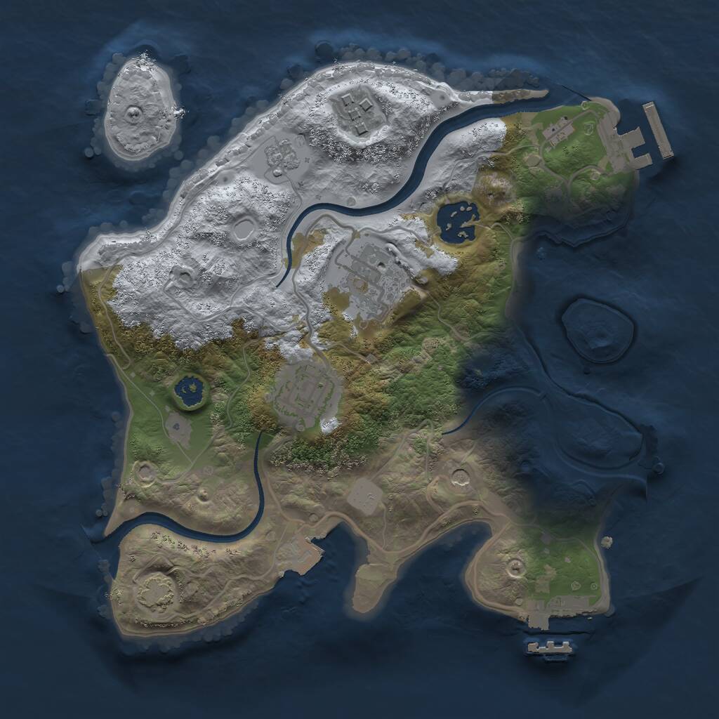 Rust Map: Procedural Map, Size: 2500, Seed: 16598, 10 Monuments