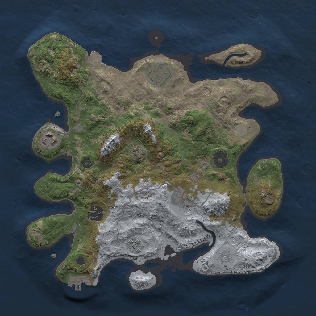 Rust Map: Procedural Map, Size: 3000, Seed: 1643656197, 11 Monuments