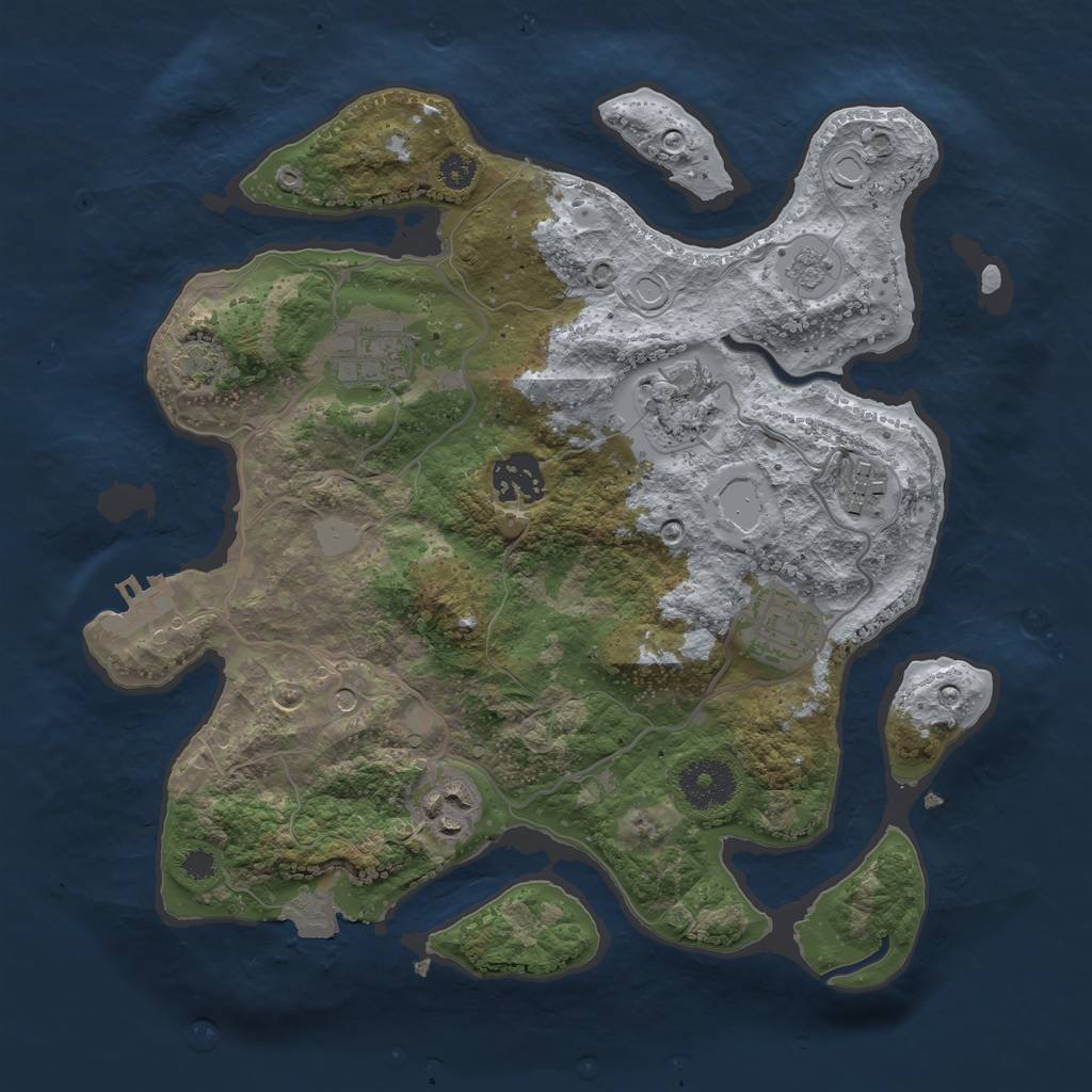 Rust Map: Procedural Map, Size: 3095, Seed: 2118847083, 13 Monuments