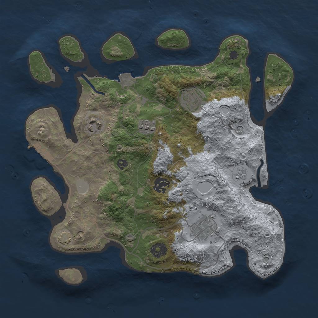 Rust Map: Procedural Map, Size: 3000, Seed: 291423087, 12 Monuments