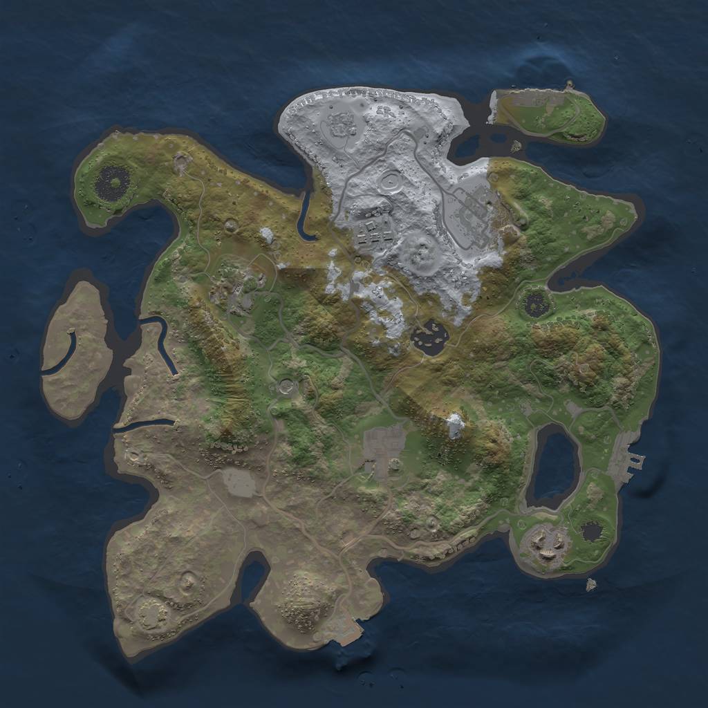 Rust Map: Procedural Map, Size: 3000, Seed: 1159395321, 14 Monuments