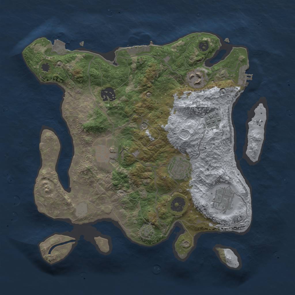 Rust Map: Procedural Map, Size: 3000, Seed: 433568069, 13 Monuments
