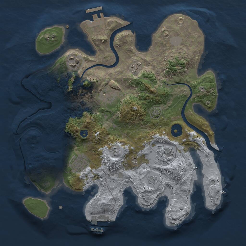 Rust Map: Procedural Map, Size: 3000, Seed: 961789013, 11 Monuments