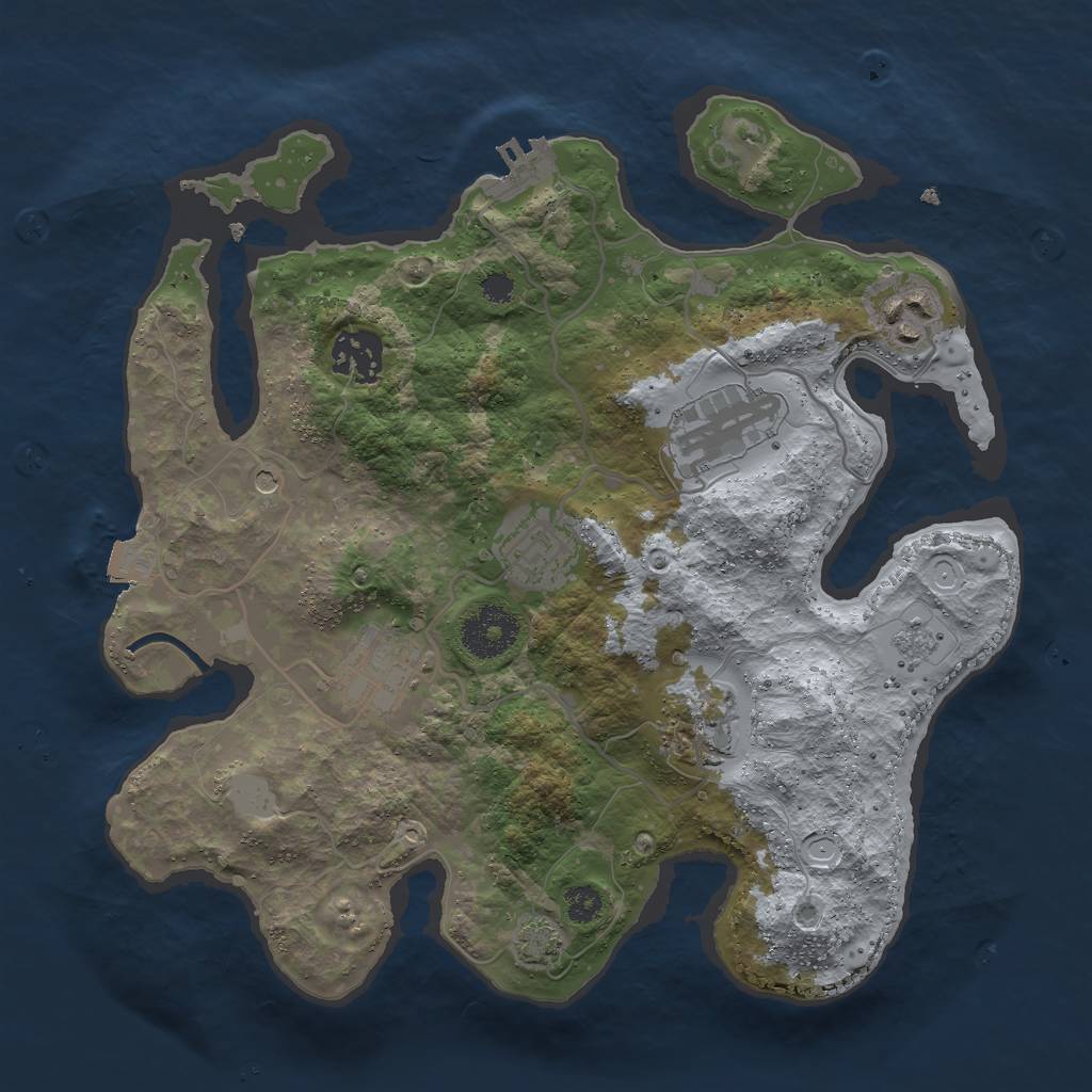 Rust Map: Procedural Map, Size: 3000, Seed: 1191458338, 13 Monuments
