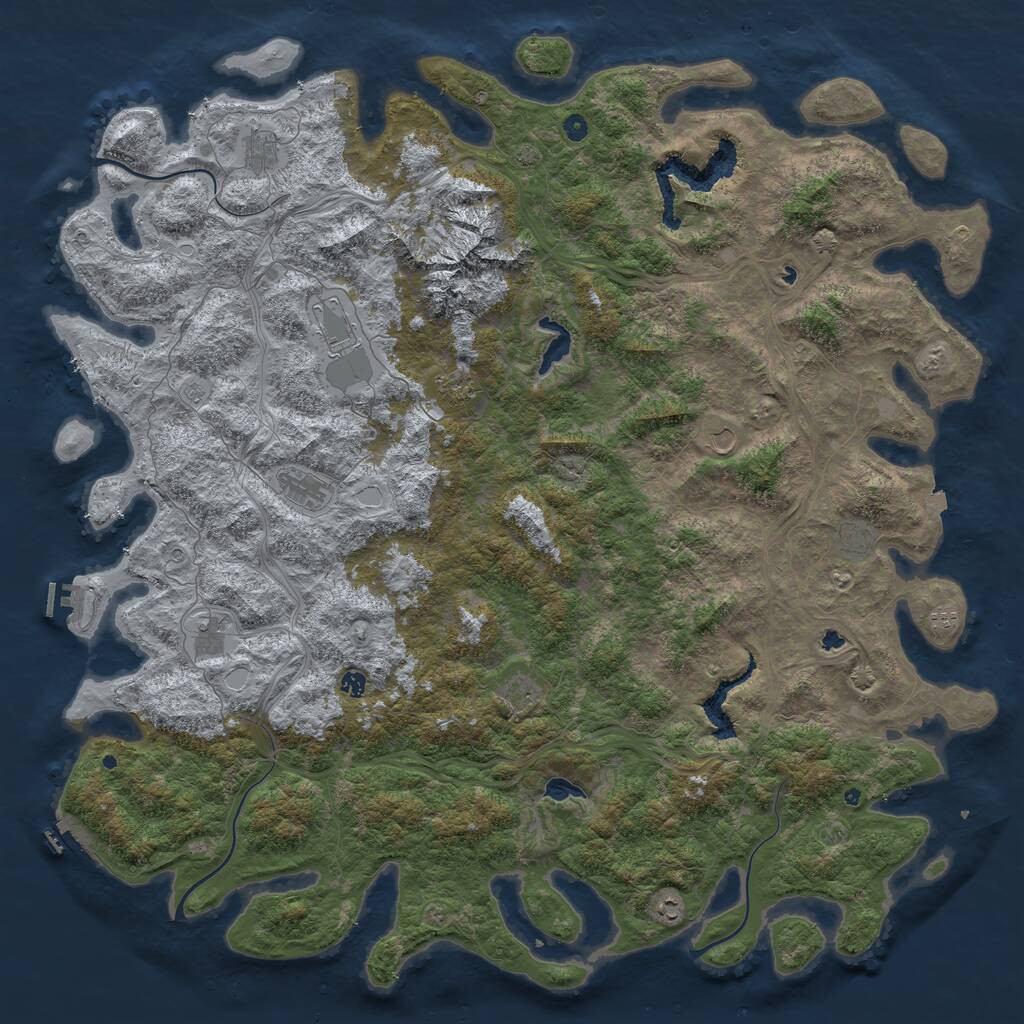 Rust Map: Procedural Map, Size: 6000, Seed: 1368307877, 17 Monuments