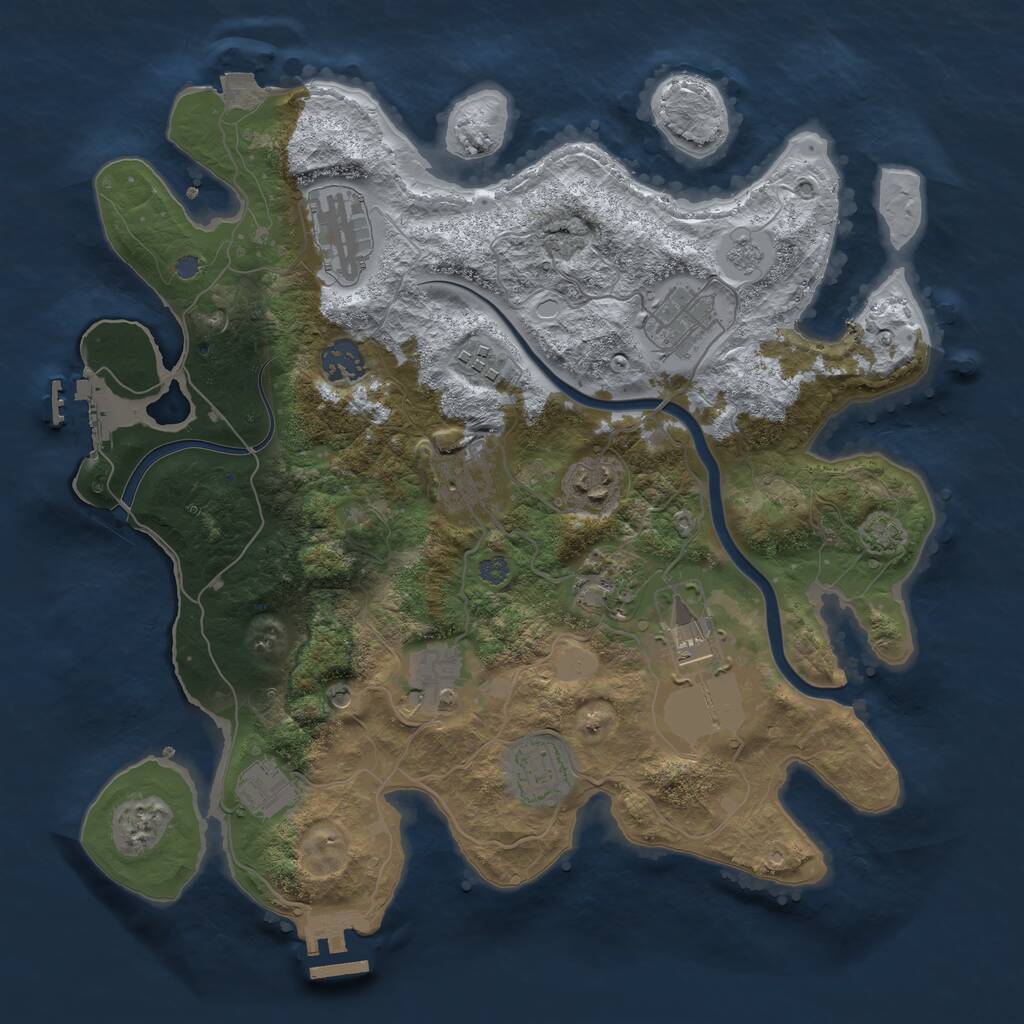 Rust Map: Procedural Map, Size: 3500, Seed: 402552697, 16 Monuments
