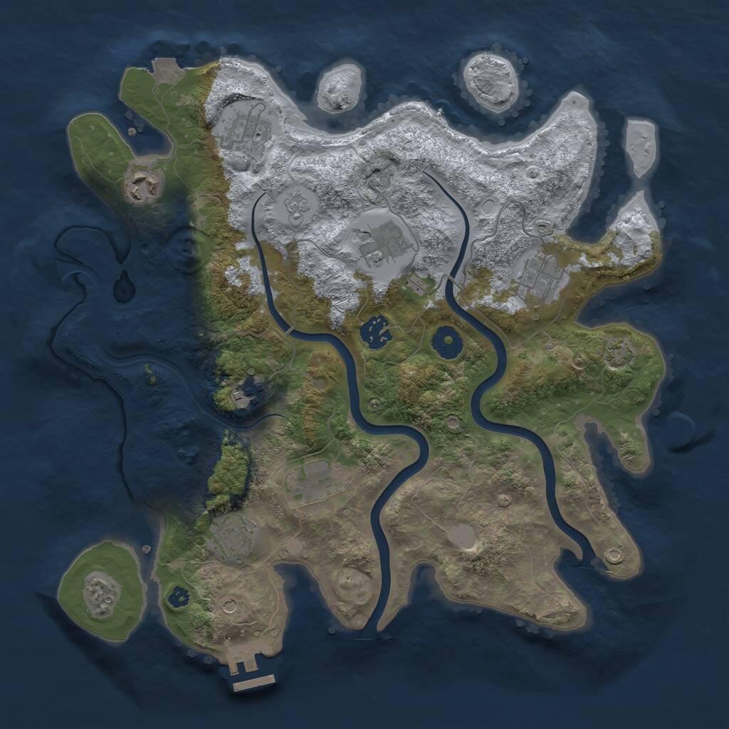 Rust Map: Procedural Map, Size: 3500, Seed: 402552697, 13 Monuments