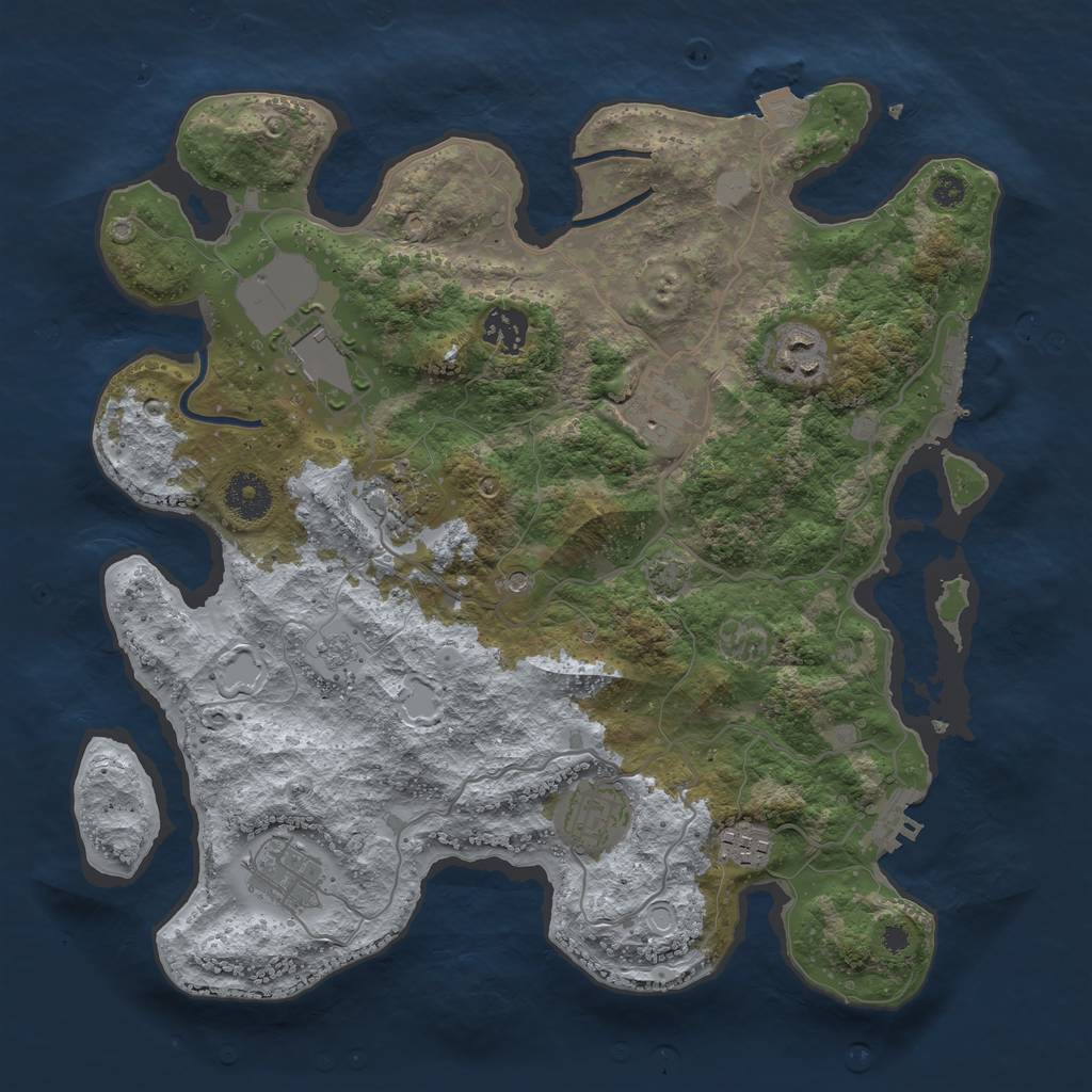 Rust Map: Procedural Map, Size: 3500, Seed: 62539, 16 Monuments