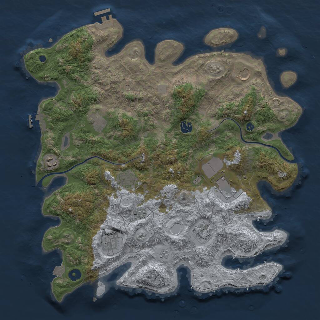 Rust Map: Procedural Map, Size: 3950, Seed: 112919048, 15 Monuments