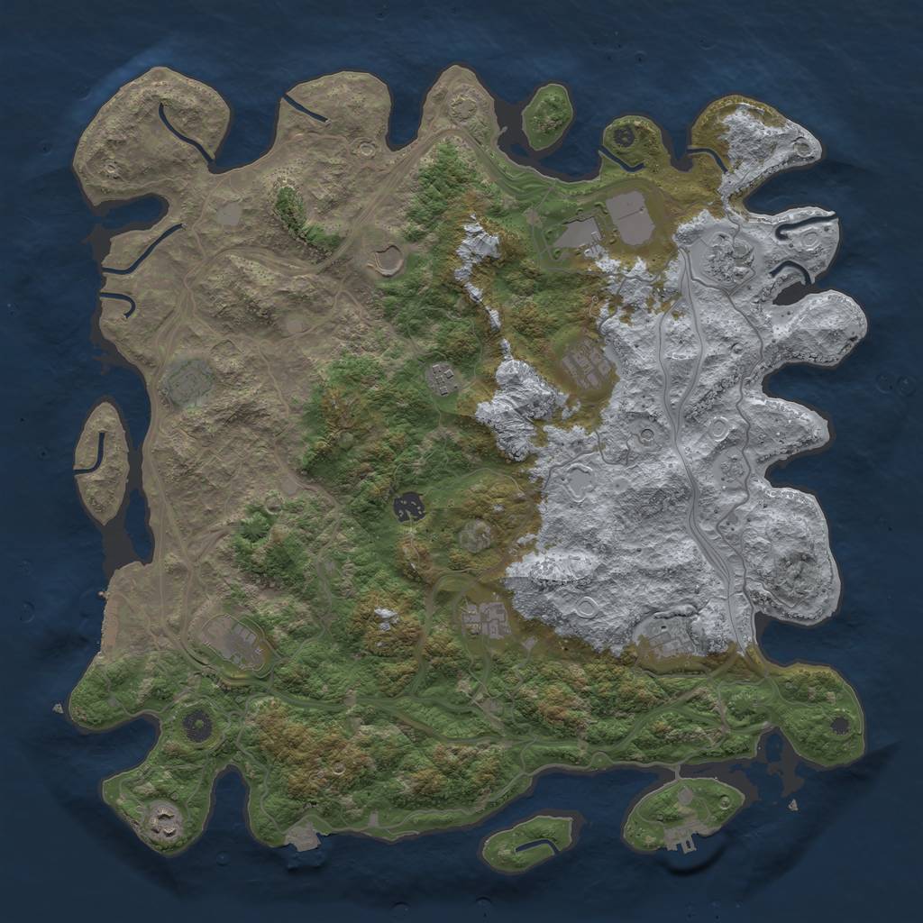 Rust Map: Procedural Map, Size: 4500, Seed: 372104347, 19 Monuments