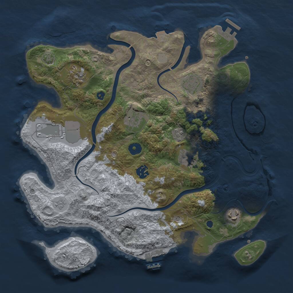 Rust Map: Procedural Map, Size: 3500, Seed: 118479236, 14 Monuments