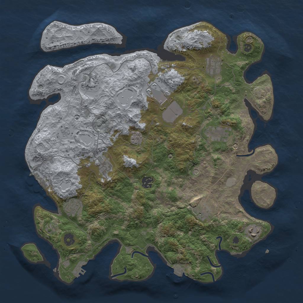 Rust Map: Procedural Map, Size: 3800, Seed: 6736252, 18 Monuments