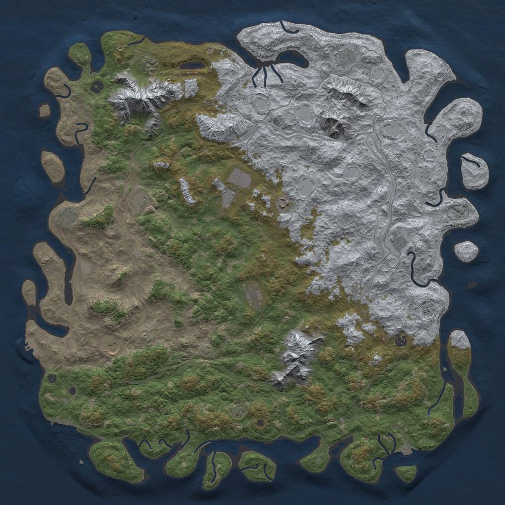 Rust Map: Procedural Map, Size: 6000, Seed: 74551, 19 Monuments