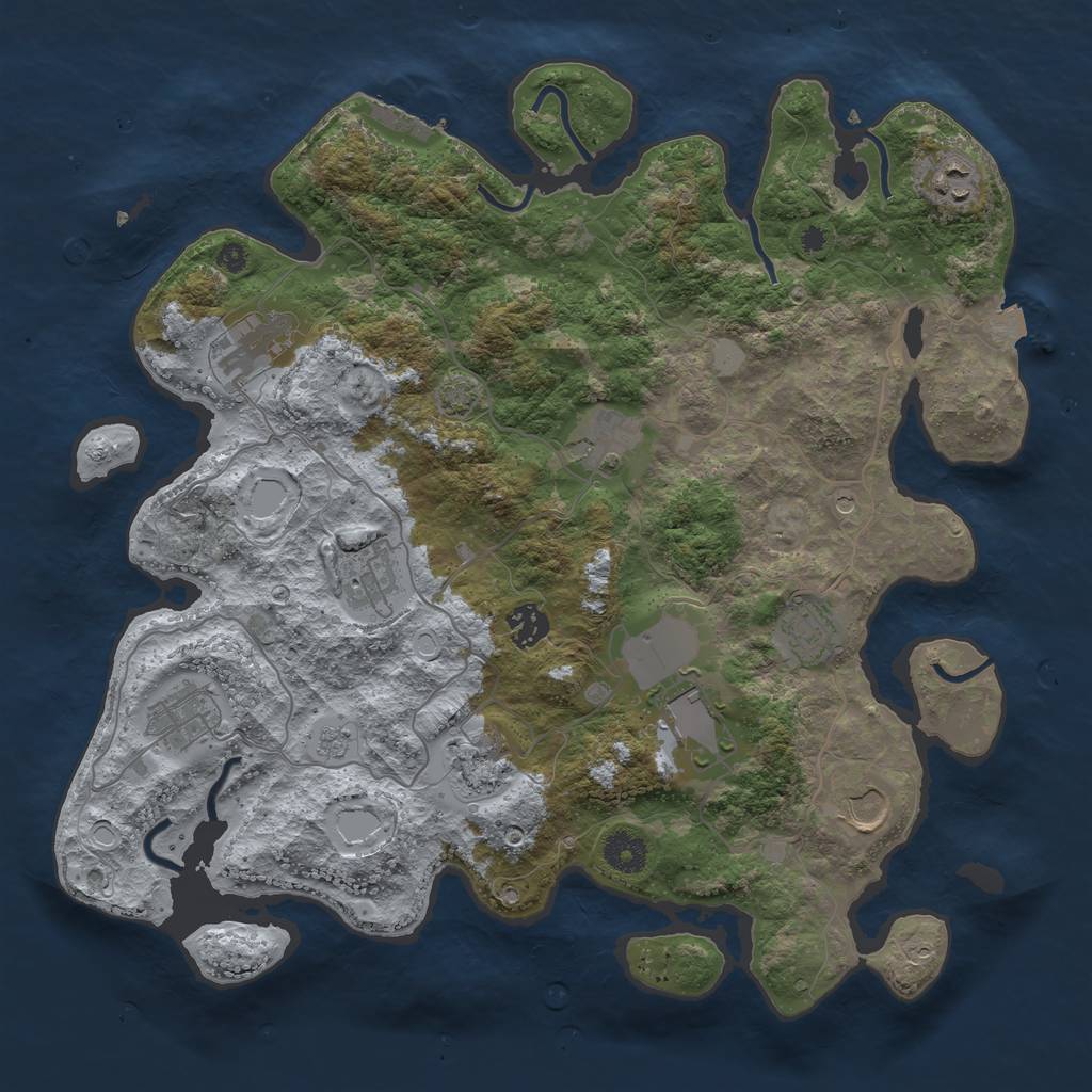 Rust Map: Procedural Map, Size: 3800, Seed: 496266022, 17 Monuments
