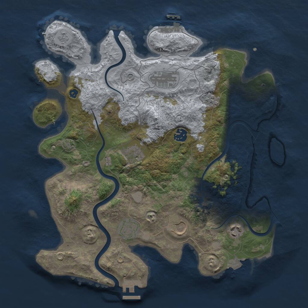 Rust Map: Procedural Map, Size: 3500, Seed: 378199839, 13 Monuments