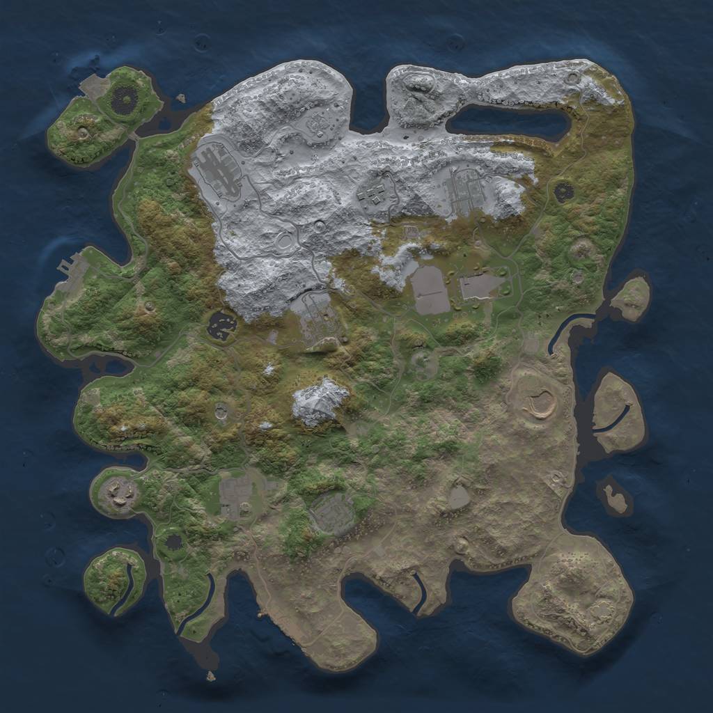 Rust Map: Procedural Map, Size: 3800, Seed: 380243507, 18 Monuments