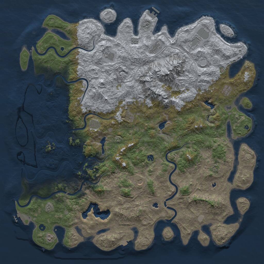 Rust Map: Procedural Map, Size: 6000, Seed: 98567715, 17 Monuments