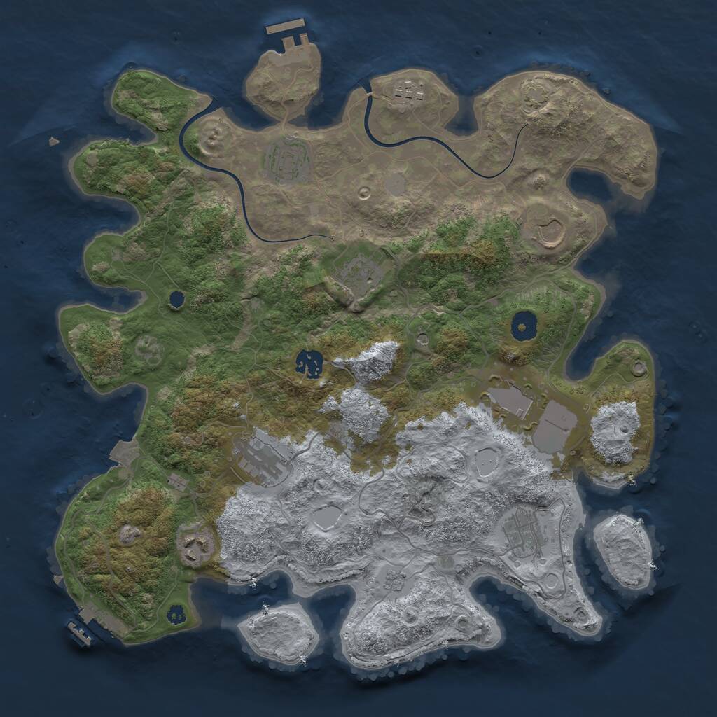 Rust Map: Procedural Map, Size: 3750, Seed: 54136942, 15 Monuments