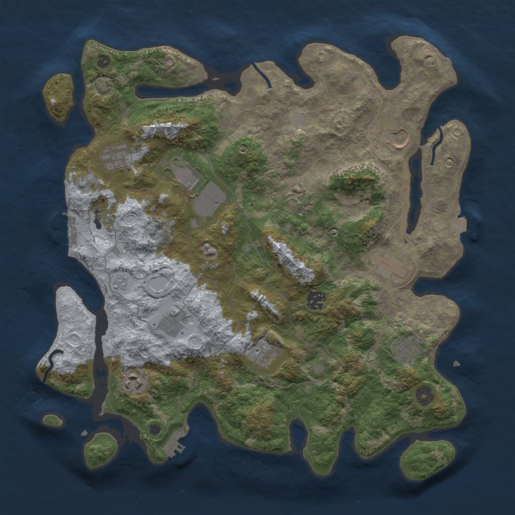 Rust Map: Procedural Map, Size: 4000, Seed: 694352, 17 Monuments