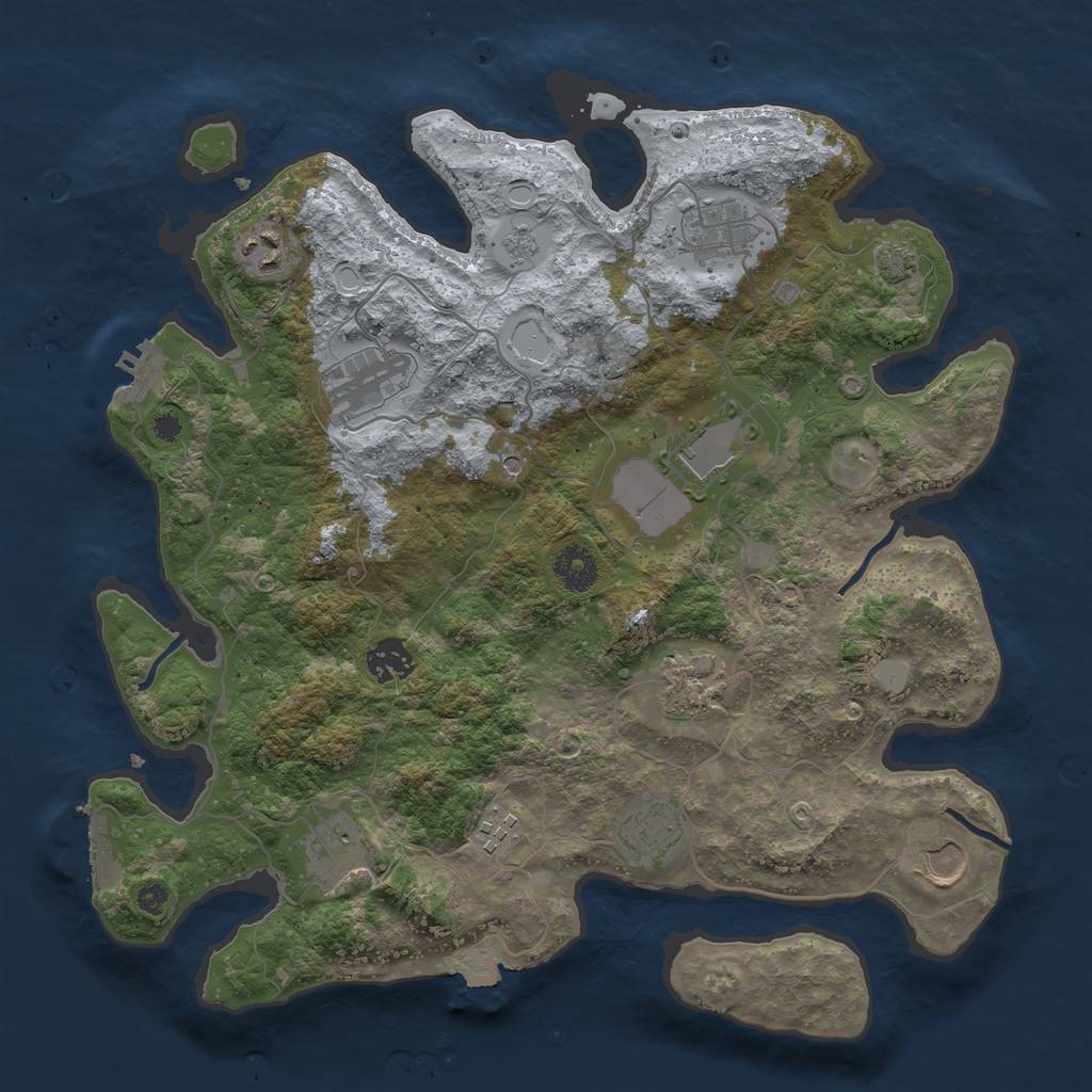 Rust Map: Procedural Map, Size: 3650, Seed: 59754975, 18 Monuments