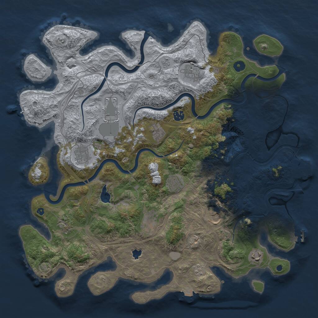 Rust Map: Procedural Map, Size: 4300, Seed: 1091478391, 17 Monuments