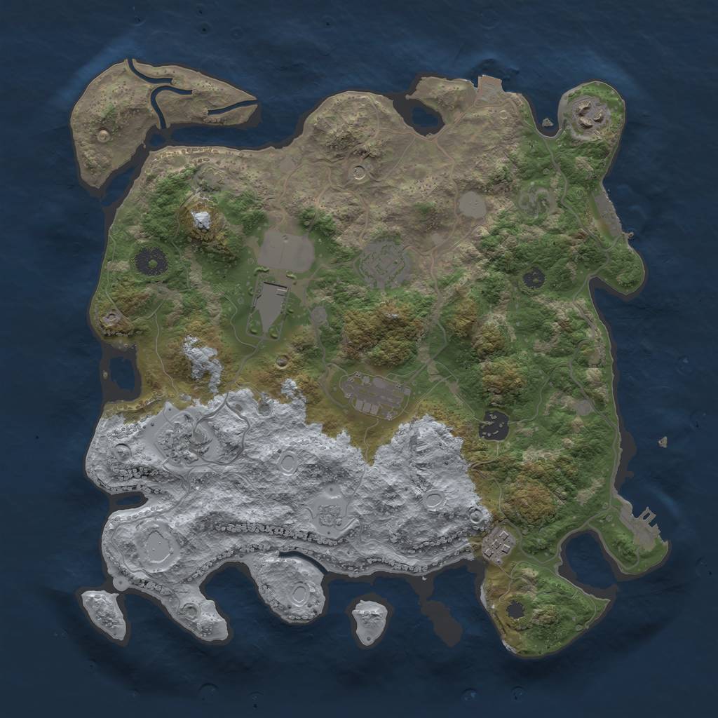 Rust Map: Procedural Map, Size: 3500, Seed: 30896, 15 Monuments
