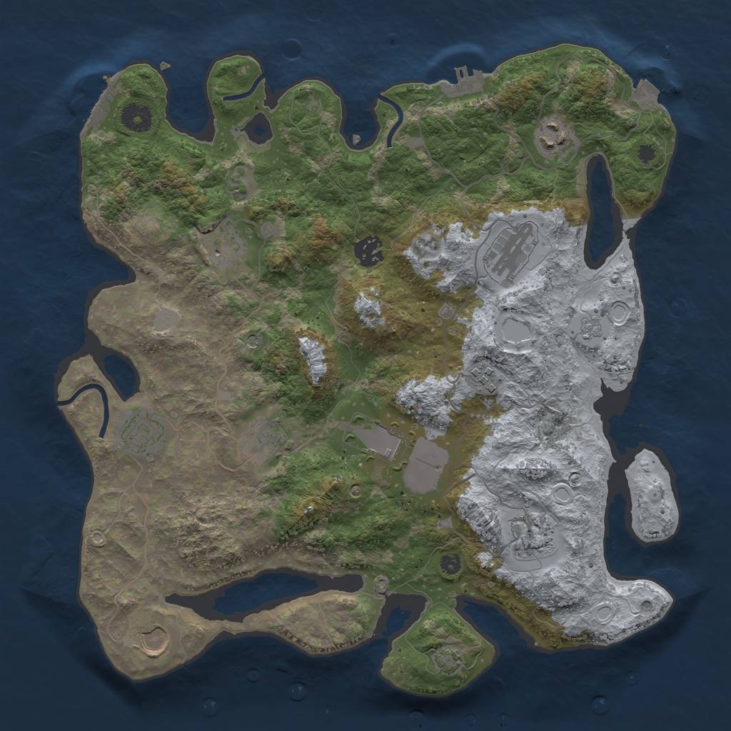 Rust Map: Procedural Map, Size: 3650, Seed: 77492154, 18 Monuments