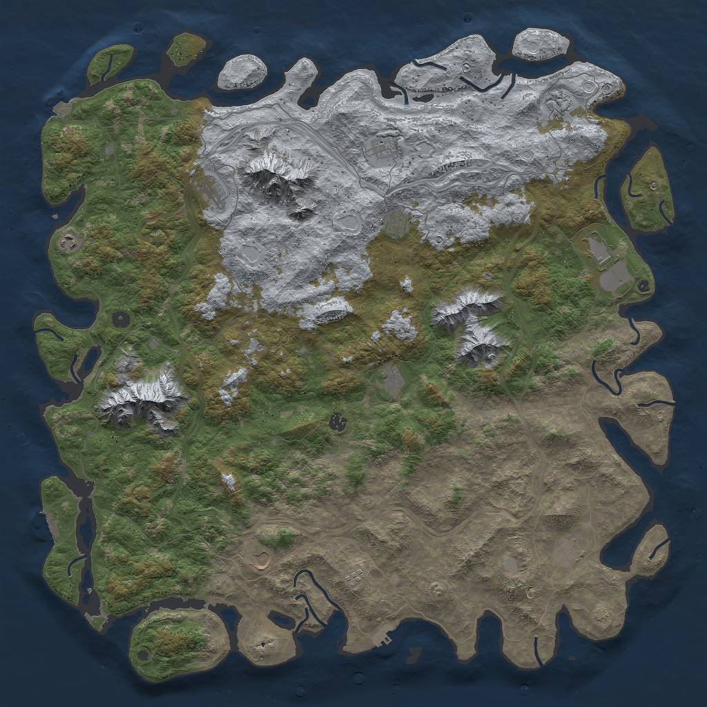Rust Map: Procedural Map, Size: 6000, Seed: 1417, 19 Monuments