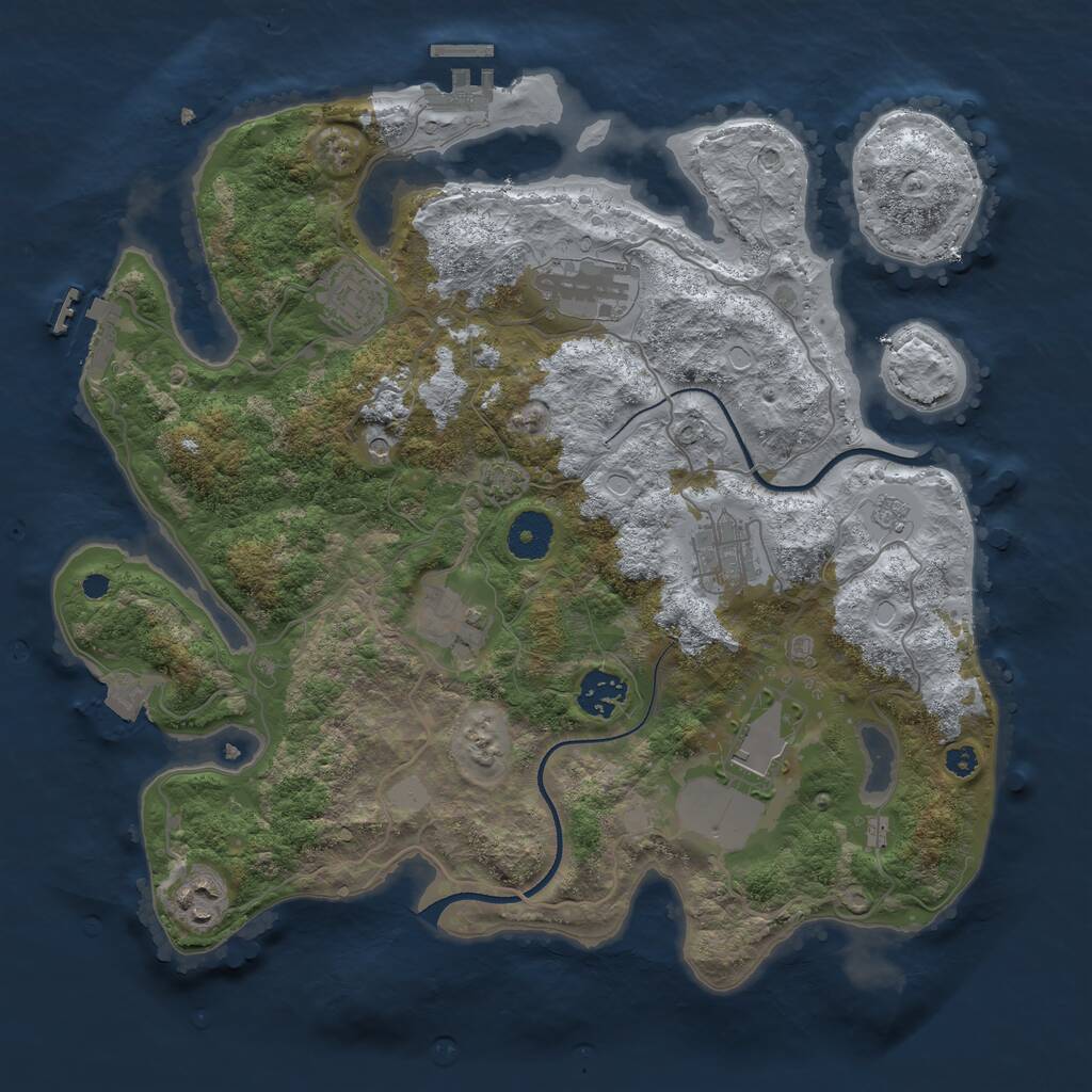 Rust Map: Procedural Map, Size: 3500, Seed: 648284532, 13 Monuments