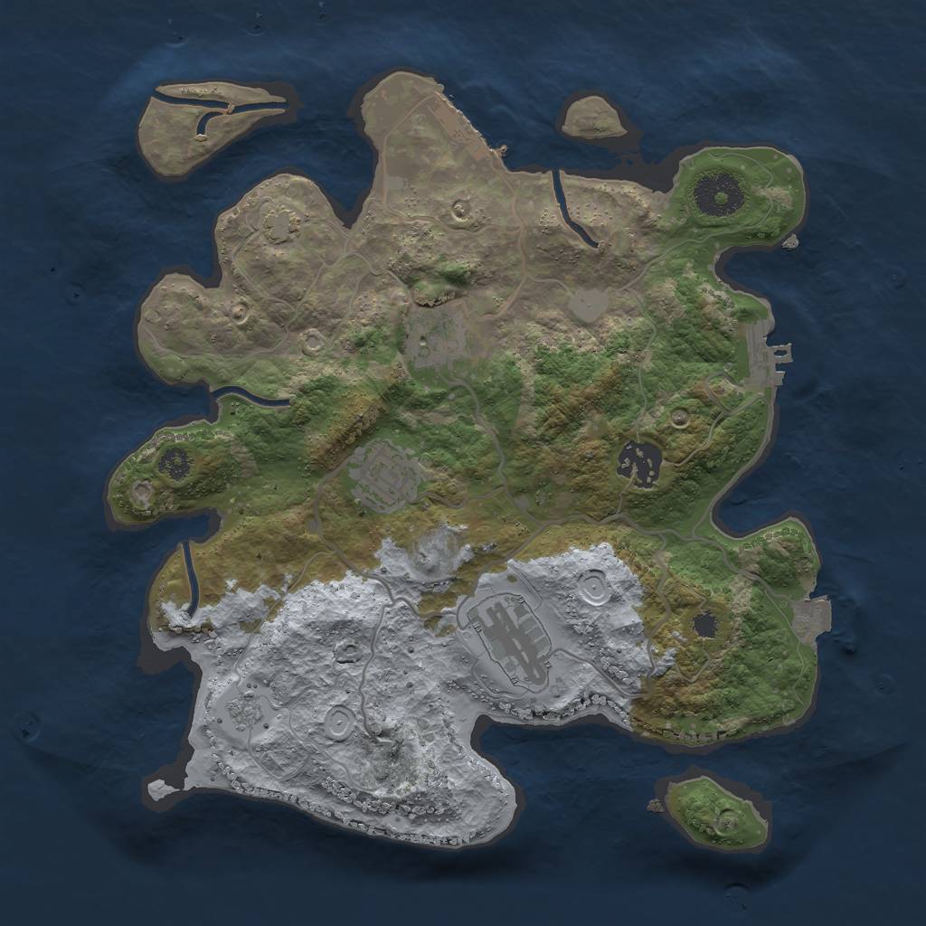 Rust Map: Procedural Map, Size: 3000, Seed: 1657307877, 11 Monuments