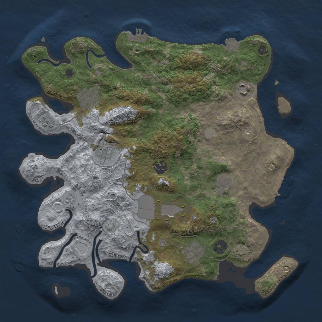 Rust Map: Procedural Map, Size: 3500, Seed: 1876821505, 16 Monuments