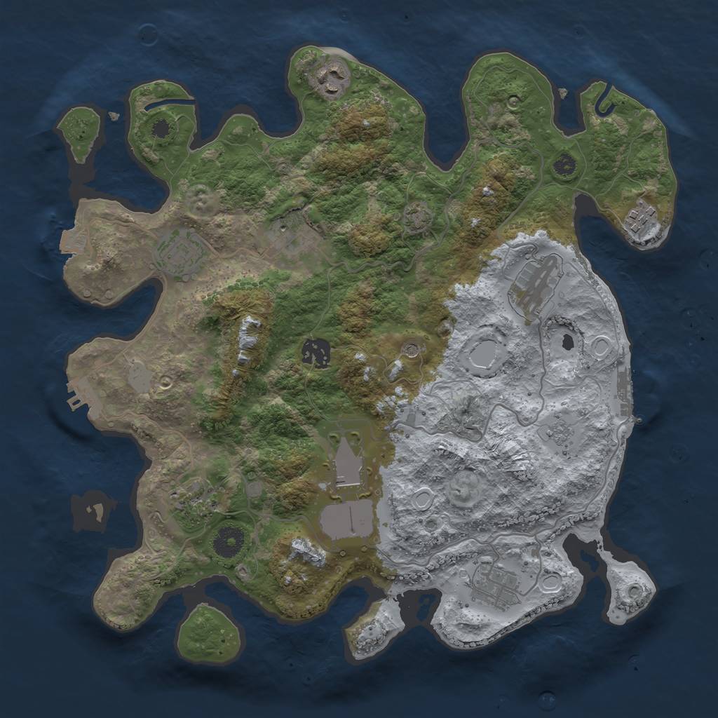 Rust Map: Procedural Map, Size: 3500, Seed: 143402026, 17 Monuments