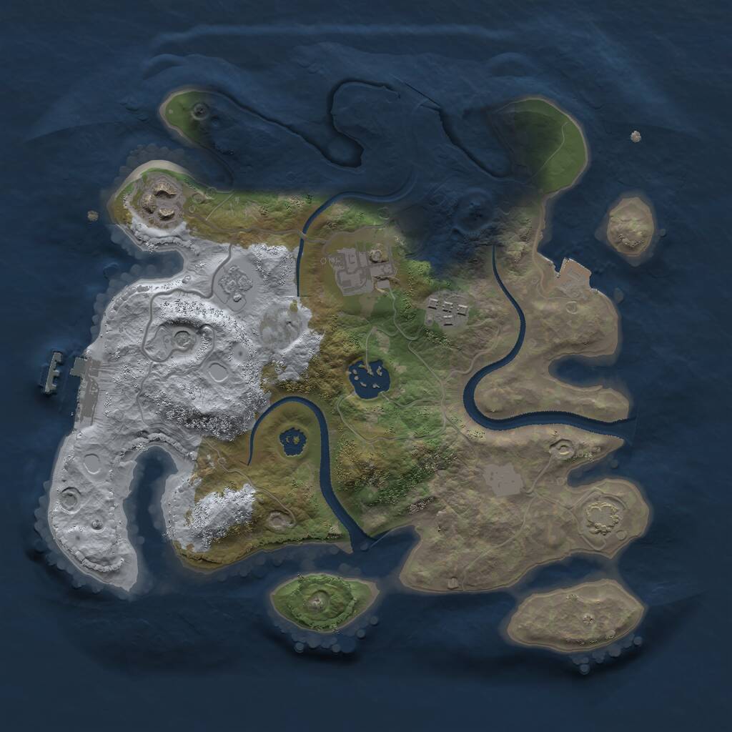 Rust Map: Procedural Map, Size: 2750, Seed: 1444006683, 9 Monuments