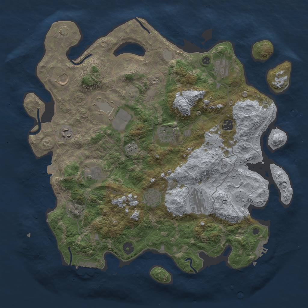Rust Map: Procedural Map, Size: 4000, Seed: 191199775, 18 Monuments