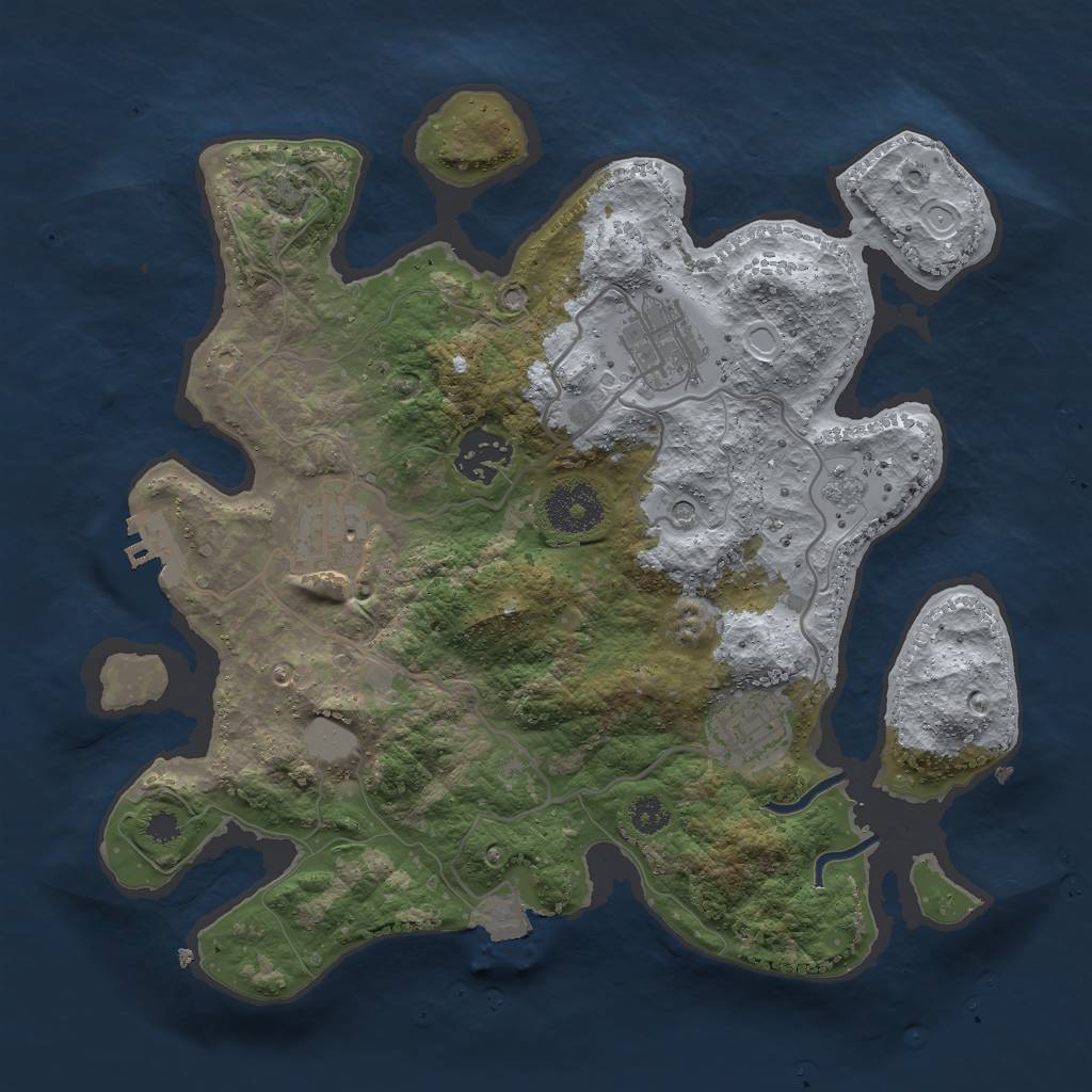 Rust Map: Procedural Map, Size: 3000, Seed: 1440486666, 11 Monuments