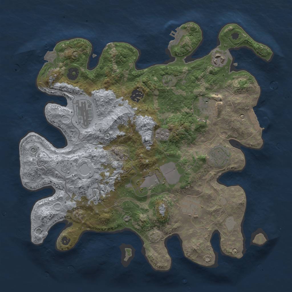 Rust Map: Procedural Map, Size: 3500, Seed: 1448788457, 17 Monuments