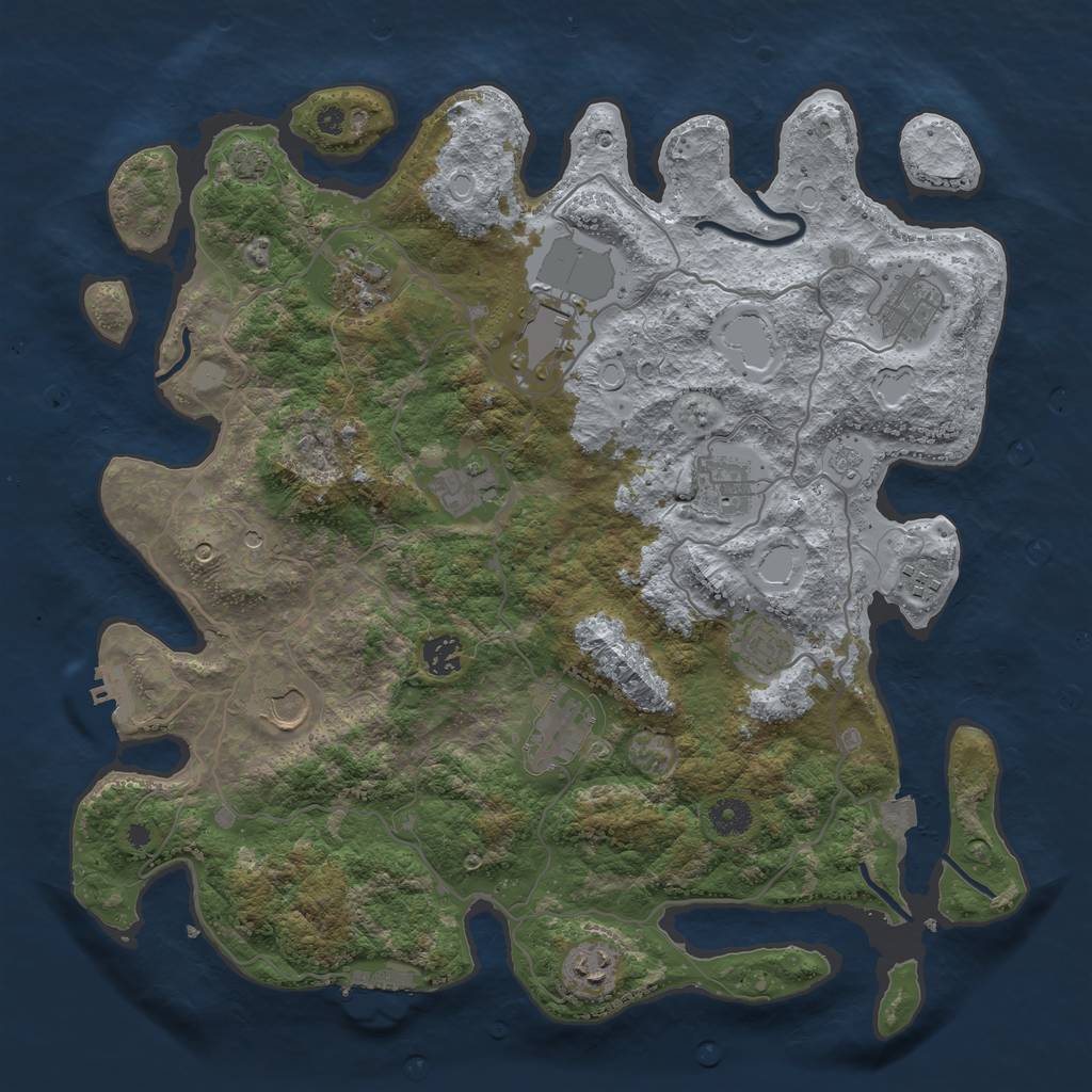 Rust Map: Procedural Map, Size: 4000, Seed: 446443761, 19 Monuments