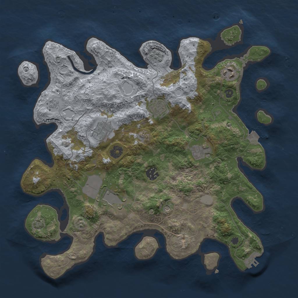 Rust Map: Procedural Map, Size: 3500, Seed: 119053112, 14 Monuments