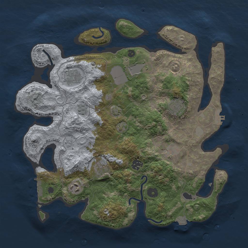 Rust Map: Procedural Map, Size: 3500, Seed: 711296834, 16 Monuments