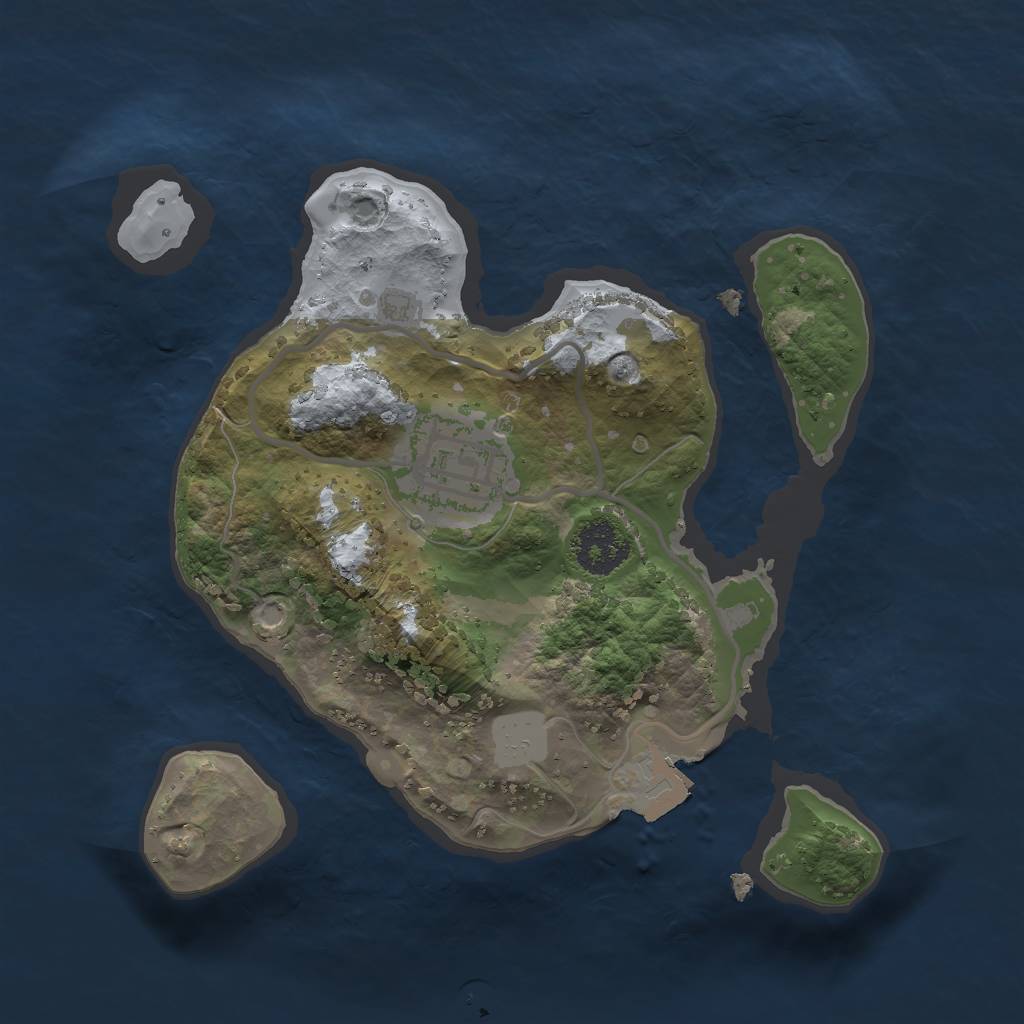 Rust Map: Procedural Map, Size: 2000, Seed: 1114328078, 4 Monuments
