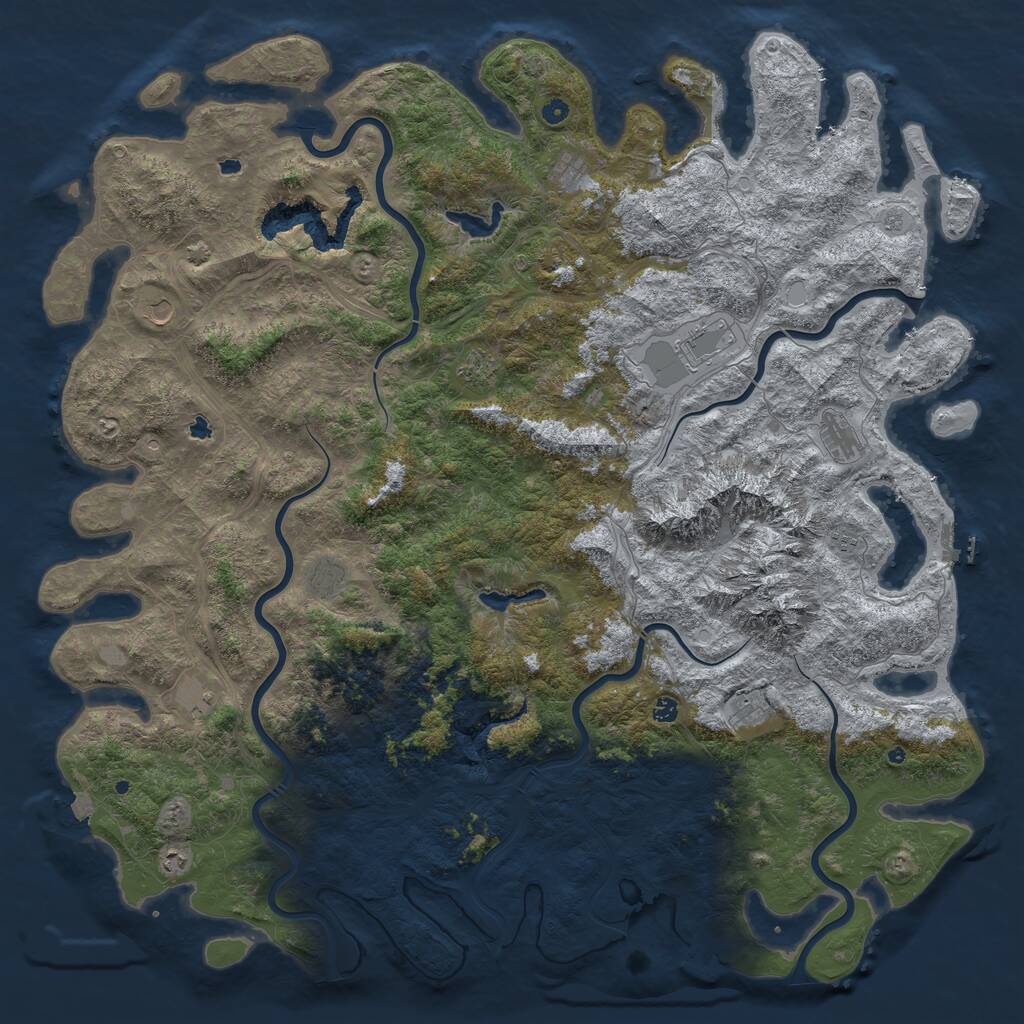 Rust Map: Procedural Map, Size: 6000, Seed: 485973884, 17 Monuments