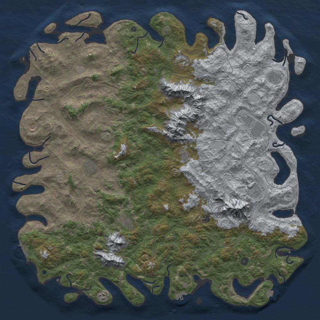 Rust Map: Procedural Map, Size: 6000, Seed: 485973884, 19 Monuments