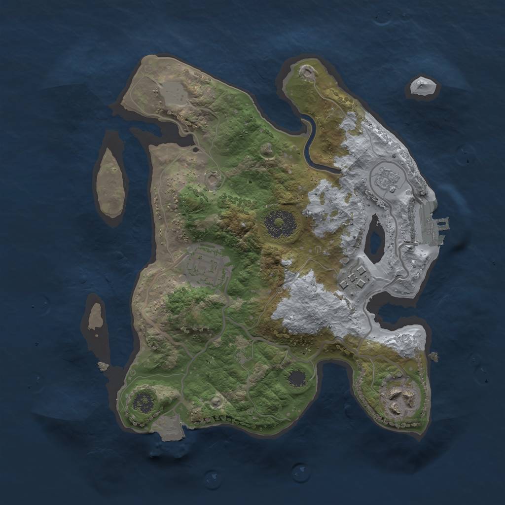 Rust Map: Procedural Map, Size: 2500, Seed: 489044299, 8 Monuments