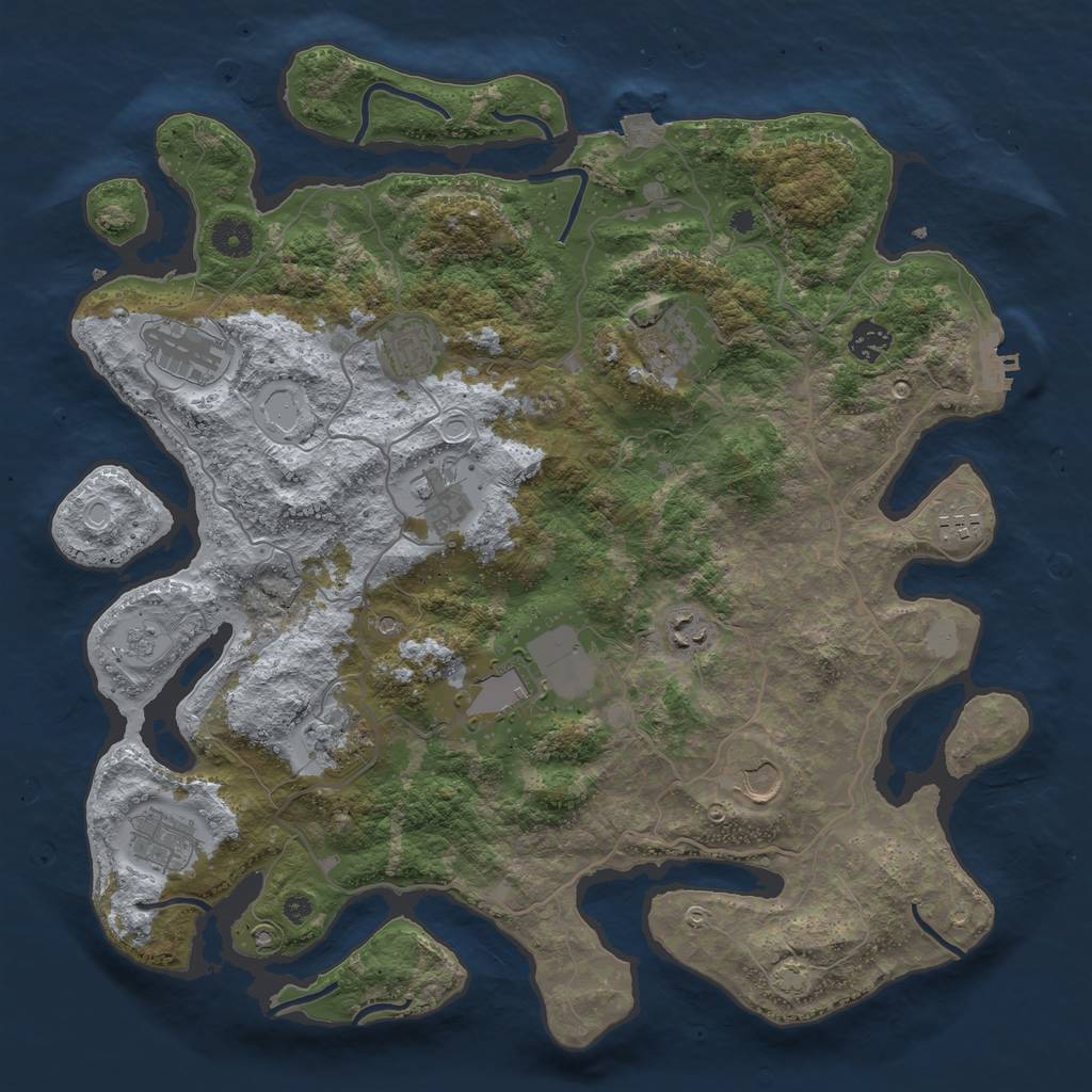 Rust Map: Procedural Map, Size: 4000, Seed: 564242425, 18 Monuments