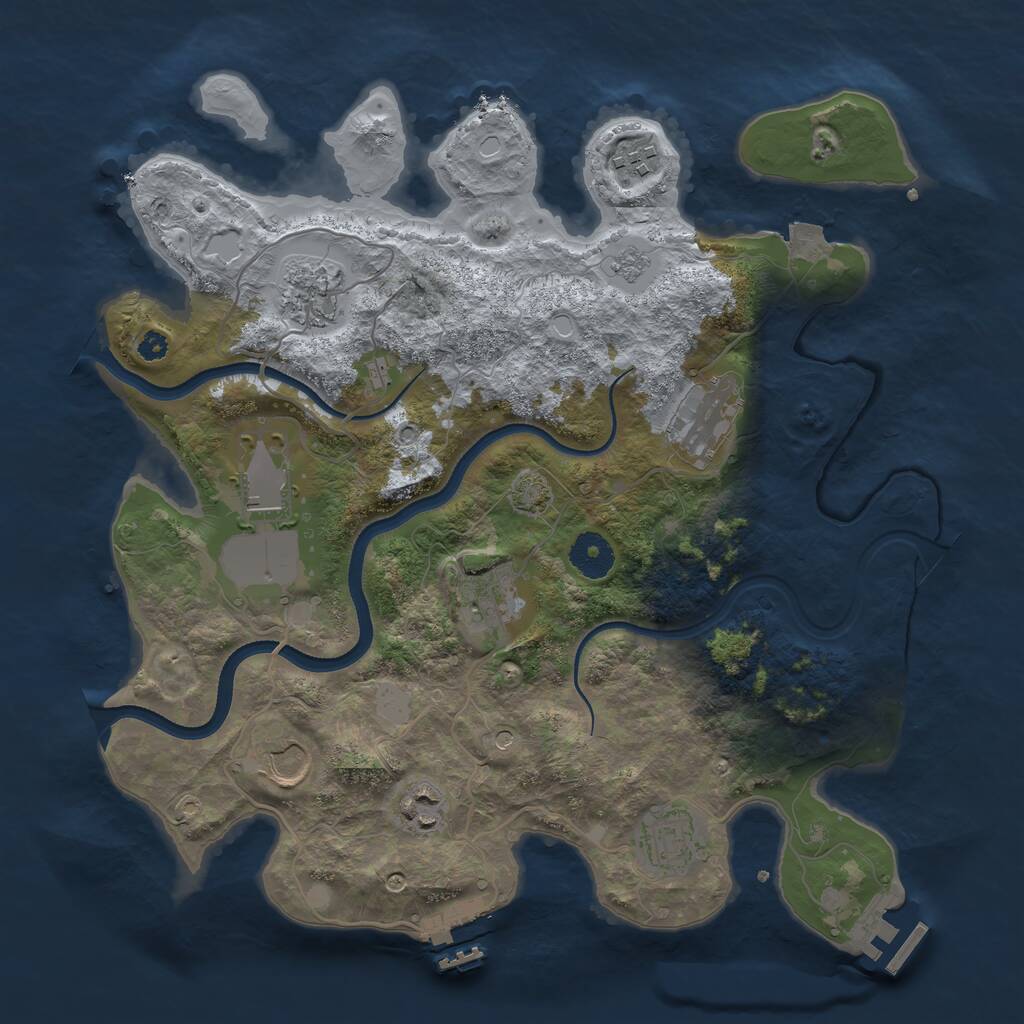 Rust Map: Procedural Map, Size: 3500, Seed: 147465055, 14 Monuments