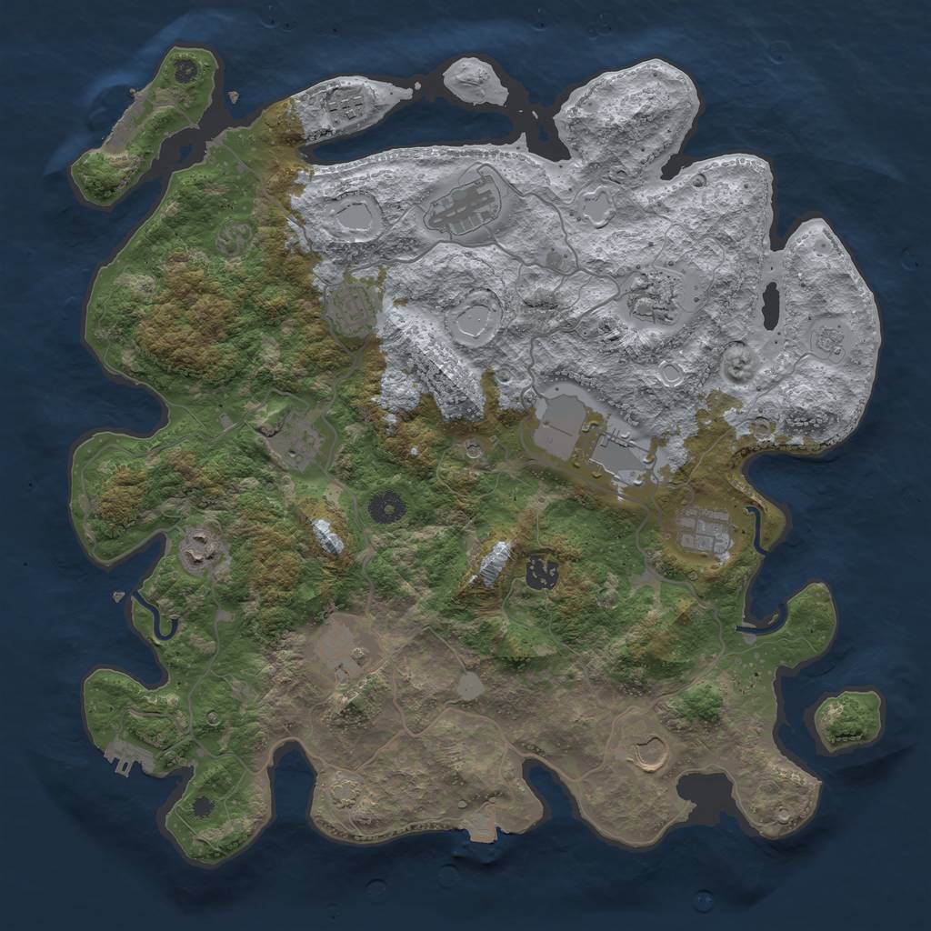 Rust Map: Procedural Map, Size: 4000, Seed: 947853877, 19 Monuments