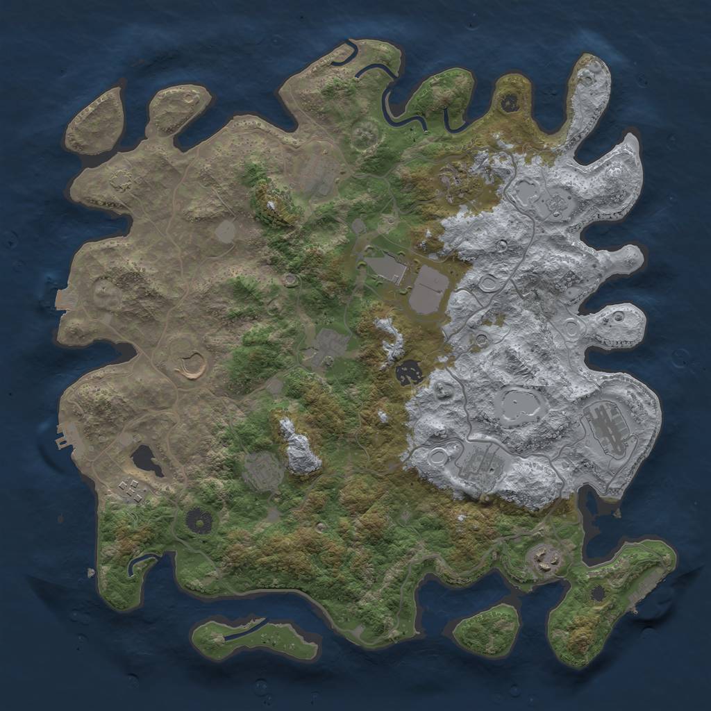Rust Map: Procedural Map, Size: 4000, Seed: 839670047, 19 Monuments